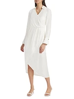 Surplice Long-Sleeve Shirtdress