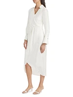 Surplice Long-Sleeve Shirtdress