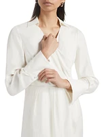 Surplice Long-Sleeve Shirtdress