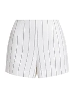 Pinstripe Cotton & Linen-Blend Shorts