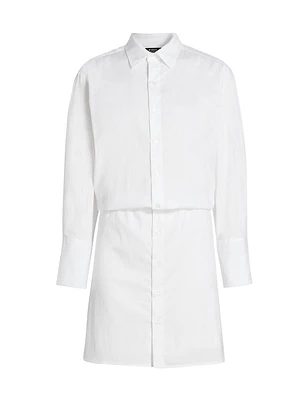 Cotton-Blend Tucked Shirtdress