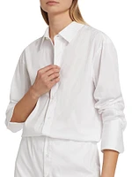 Cotton-Blend Tucked Shirtdress