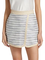 Striped Cotton-Blend Surplice Skort