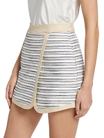 Striped Cotton-Blend Surplice Skort