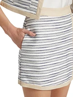 Striped Cotton-Blend Surplice Skort