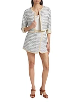 Striped Cotton-Blend Surplice Skort