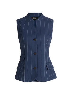 Pinstripe Cotton-Linen Vest