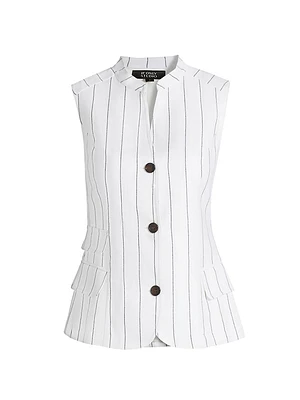 Pinstripe Cotton-Linen Vest