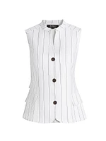 Pinstripe Cotton-Linen Vest