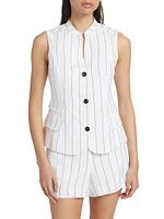 Pinstripe Cotton-Linen Vest