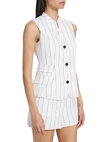 Pinstripe Cotton-Linen Vest