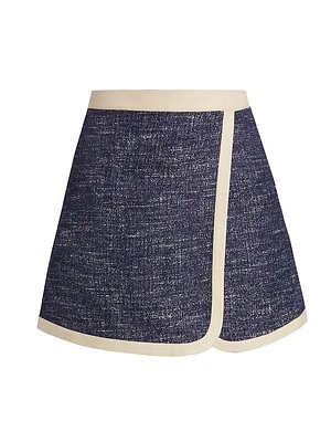 Slub Boulcé Cotton-Blend Surplice Skort