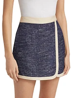 Slub Boulcé Cotton-Blend Surplice Skort