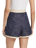 Slub Boulcé Cotton-Blend Surplice Skort