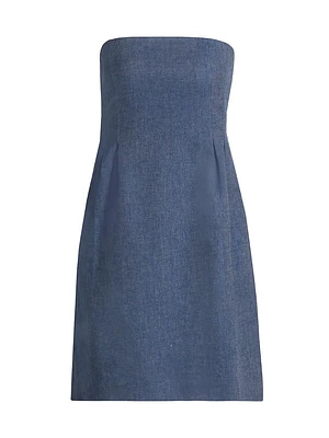 Strapless Linen-Blend Minidress