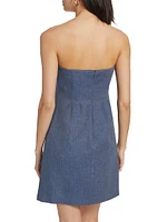 Strapless Linen-Blend Minidress