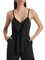 V-Neck Tie-Waist Jumpsuit