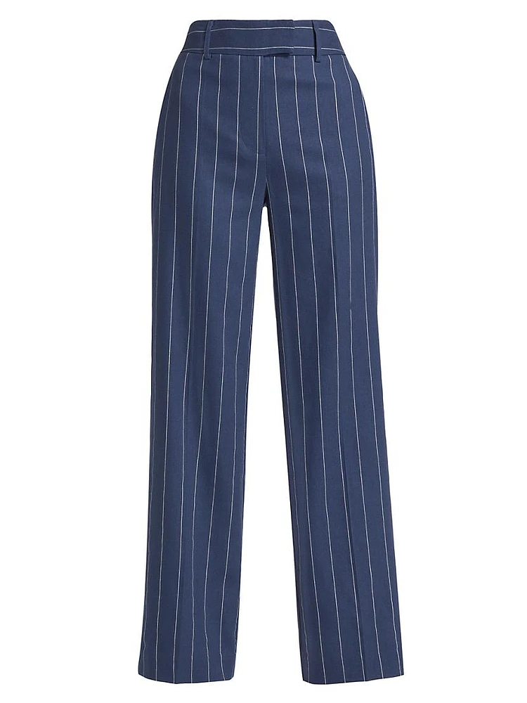 Pinstripe Cotton-Linen Pants