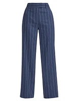 Pinstripe Cotton-Linen Pants