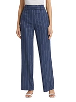 Pinstripe Cotton-Linen Pants