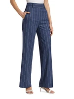 Pinstripe Cotton-Linen Pants