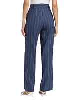 Pinstripe Cotton-Linen Pants