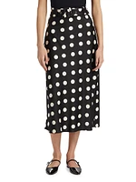 Polka Dot Belted Midi-Skirt