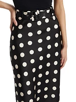 Polka Dot Belted Midi-Skirt