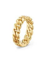 Curb Chain Band Ring 18K Yellow Gold