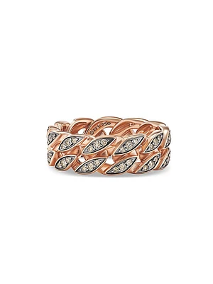 Curb Chain Band Ring in 18K Rose Gold