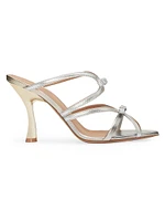 Malone Souliers x Tabitha Simmons Bowrama Metallic Leather Mule Sandals