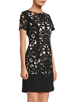 Floral Crepe Laser-Cut Sheath Dress