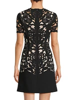 Floral Crepe Laser-Cut Sheath Dress