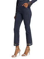 Patvenusettebr Laser-Cut Grommet Flare Pants