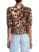 Leopard Puff Sleeve Blouse