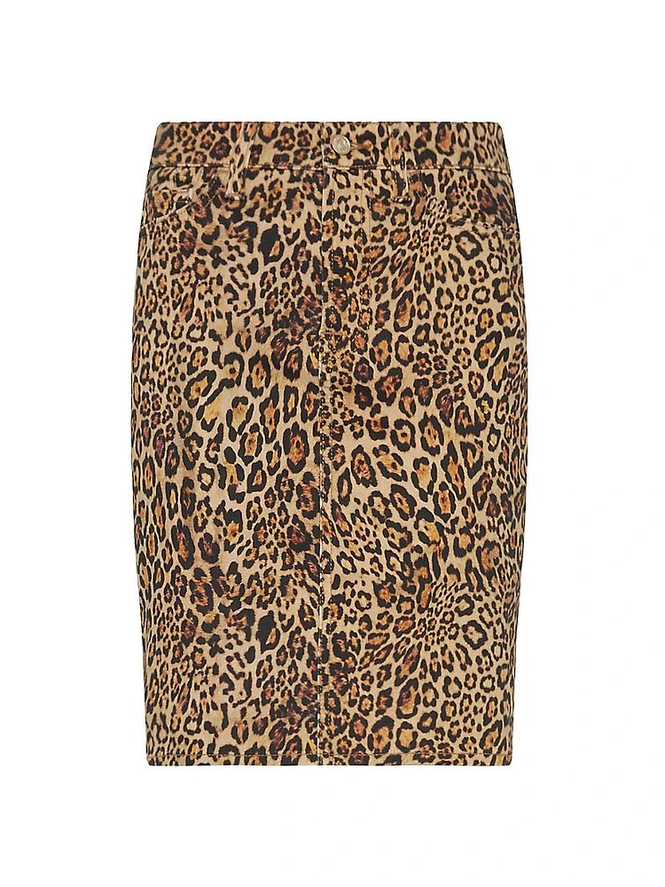 Leopard Cotton-Blend Pencil Midi-Skirt