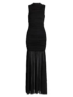 Xanthe Mesh Ruched Maxi Dress