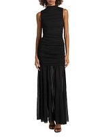 Xanthe Mesh Ruched Maxi Dress