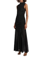 Xanthe Mesh Ruched Maxi Dress