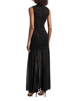 Xanthe Mesh Ruched Maxi Dress