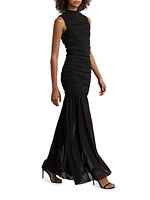 Xanthe Mesh Ruched Maxi Dress