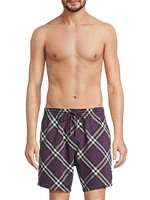 Plaid Drawstring Swim Shorts