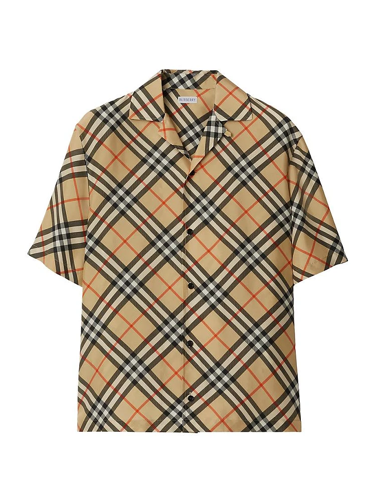 Check Silk Camp Shirt