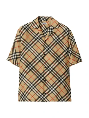 Check Silk Camp Shirt