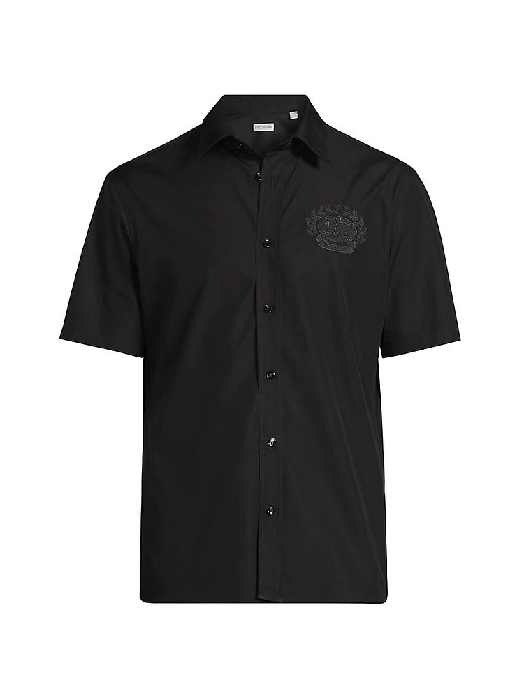 Embroidered Crest Logo Cotton Shirt