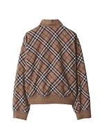 Check Wool-Blend Bomber Jacket