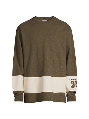 Striped Crest Logo Cotton Sweater