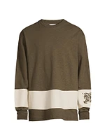 Striped Crest Logo Cotton Sweater