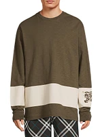 Striped Crest Logo Cotton Sweater