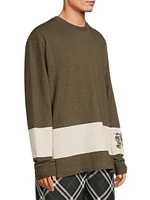 Striped Crest Logo Cotton Sweater